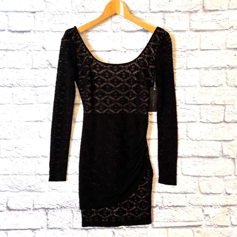 City Studio Black Lace Minidress Bodycon Whimsygoth Romantic Party Size 3 NWT